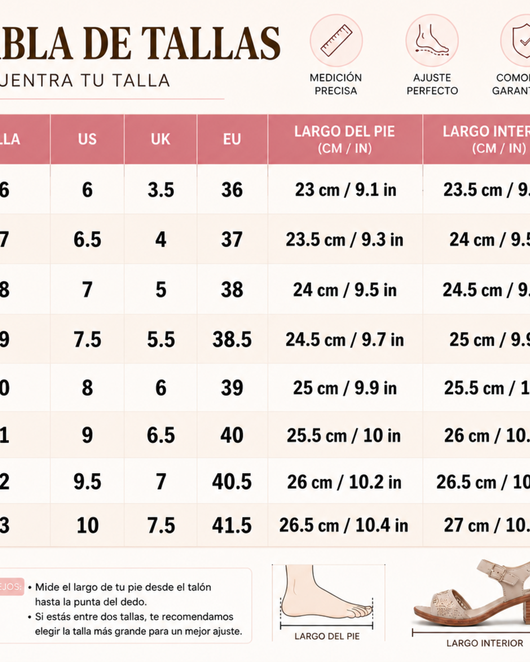 Tabla de talles Luna