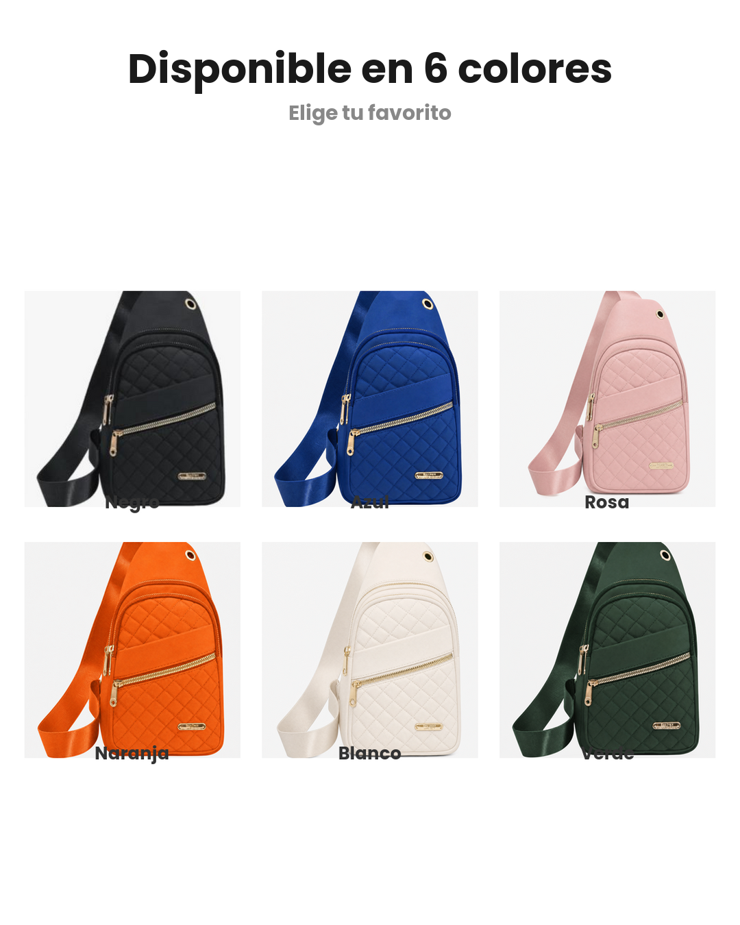 Bolso sling disponible en 6 colores