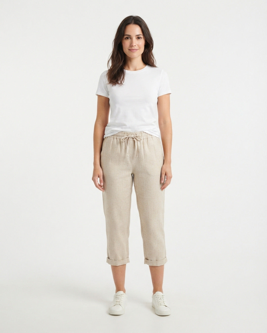 Capris de lino natural de frente