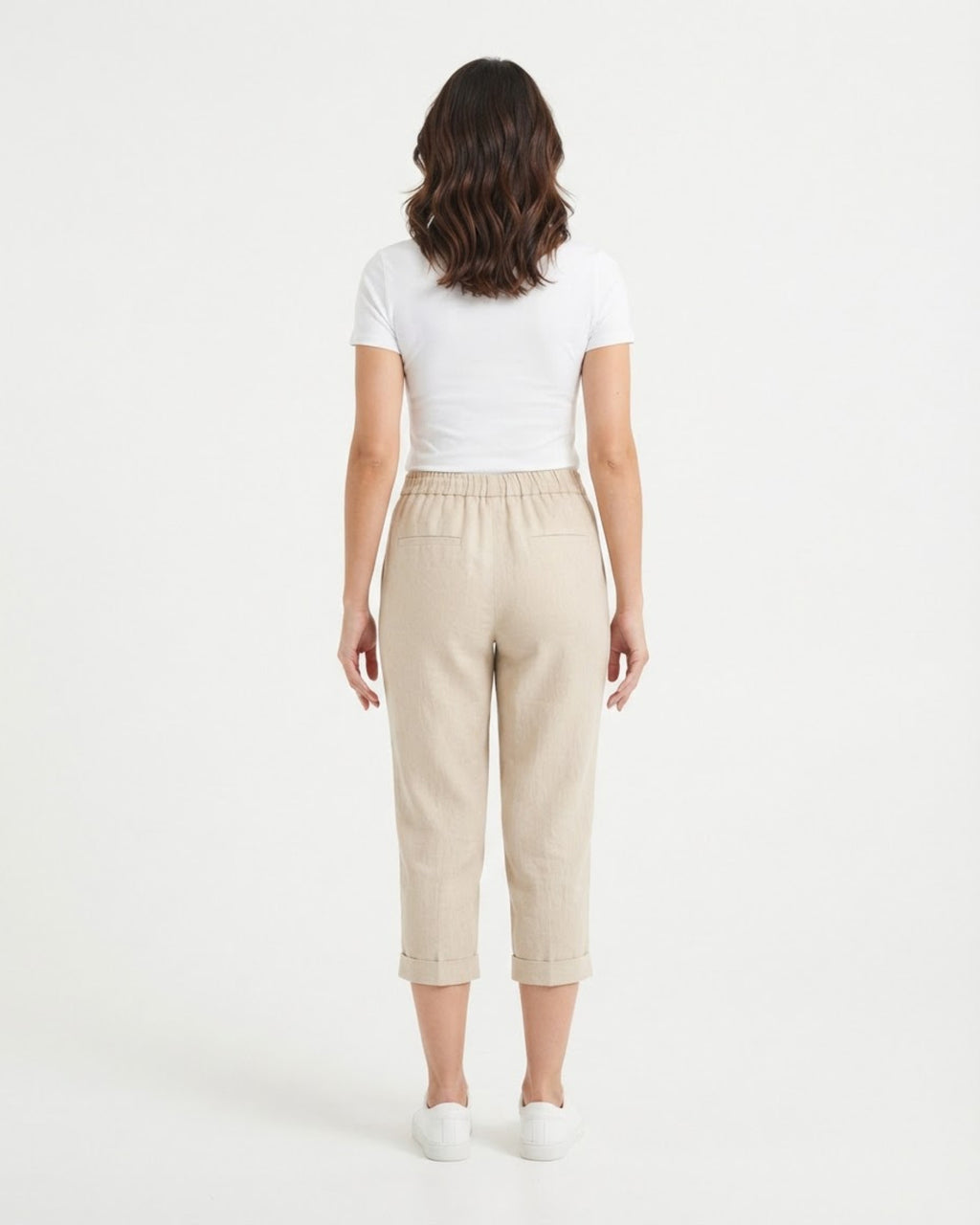 Capris de lino natural de espalda