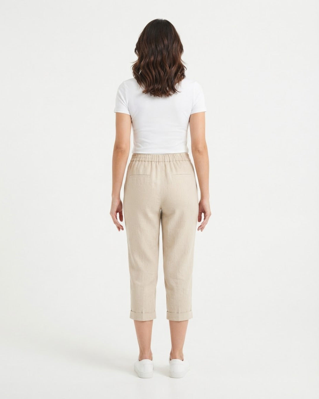 Capris de lino natural de espalda