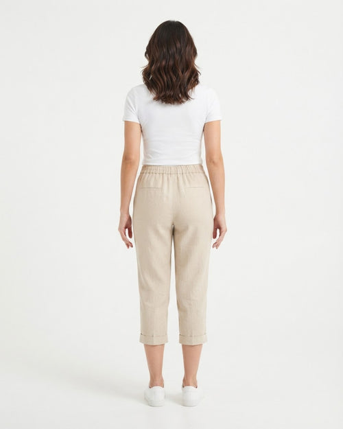 Capris de lino natural de espalda