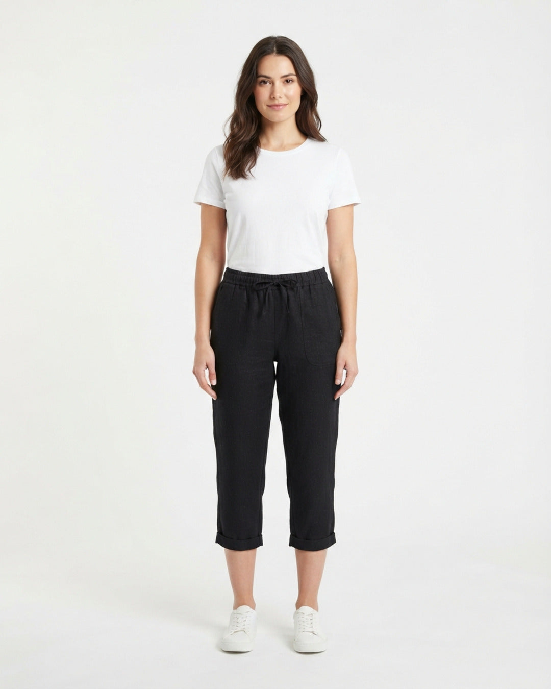 Capris de lino negro