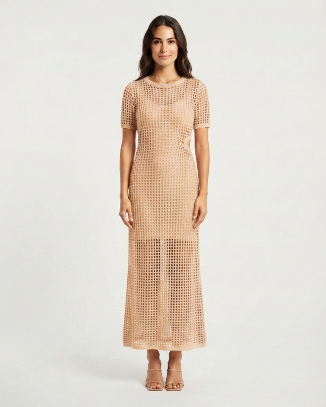 Vestido maxi cut-out Albaricoque