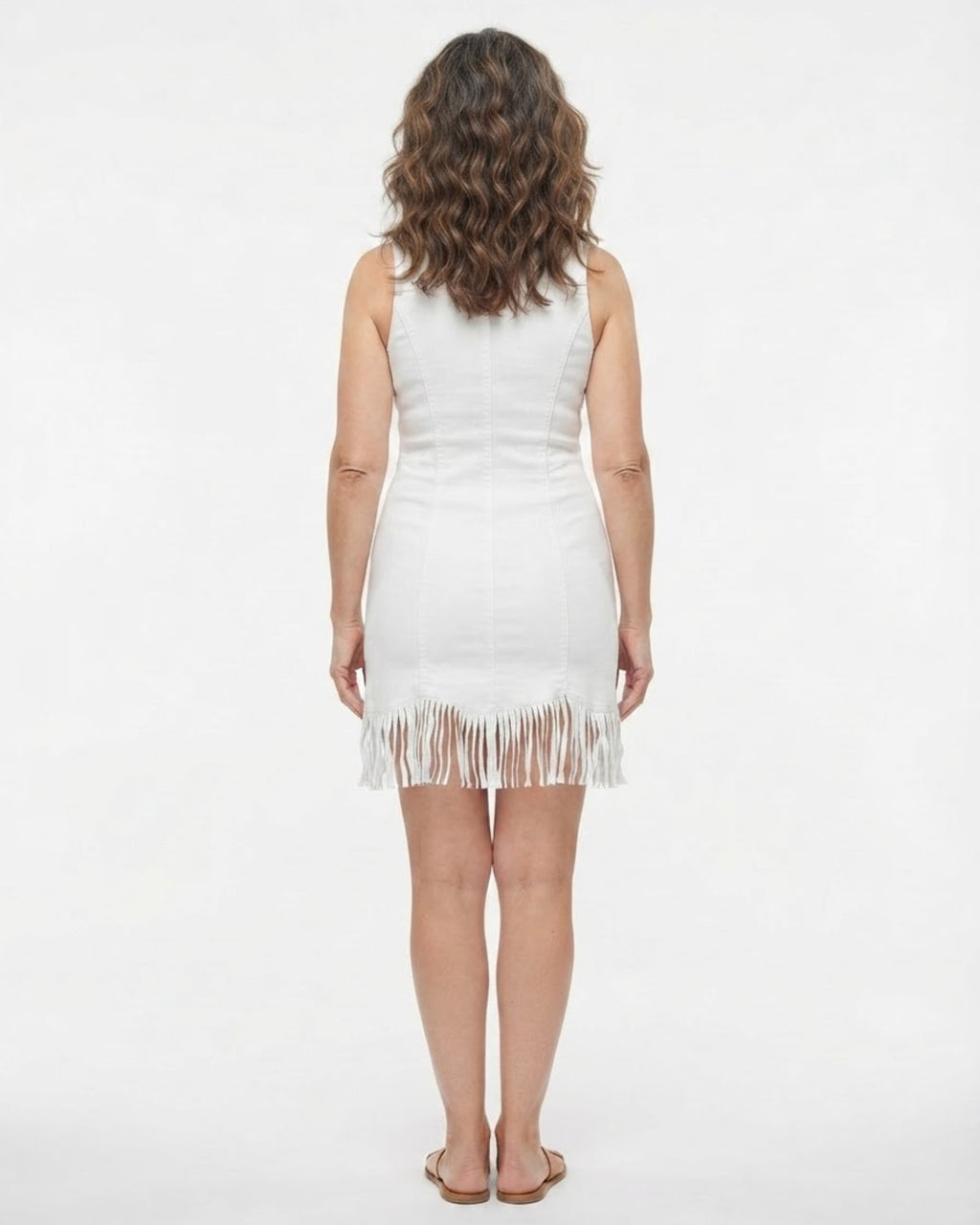 Vestido vaquero de flecos de espalda