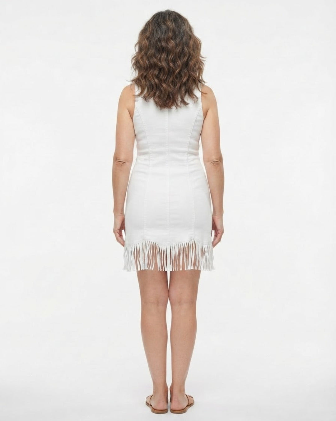 Vestido vaquero de flecos de espalda