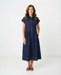 Vestido Harper índigo de frente