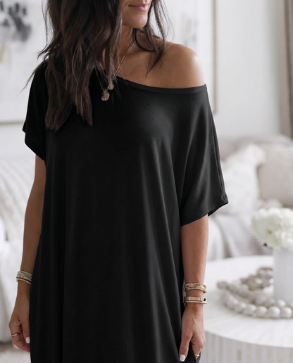 Vestido off-shoulder detalle