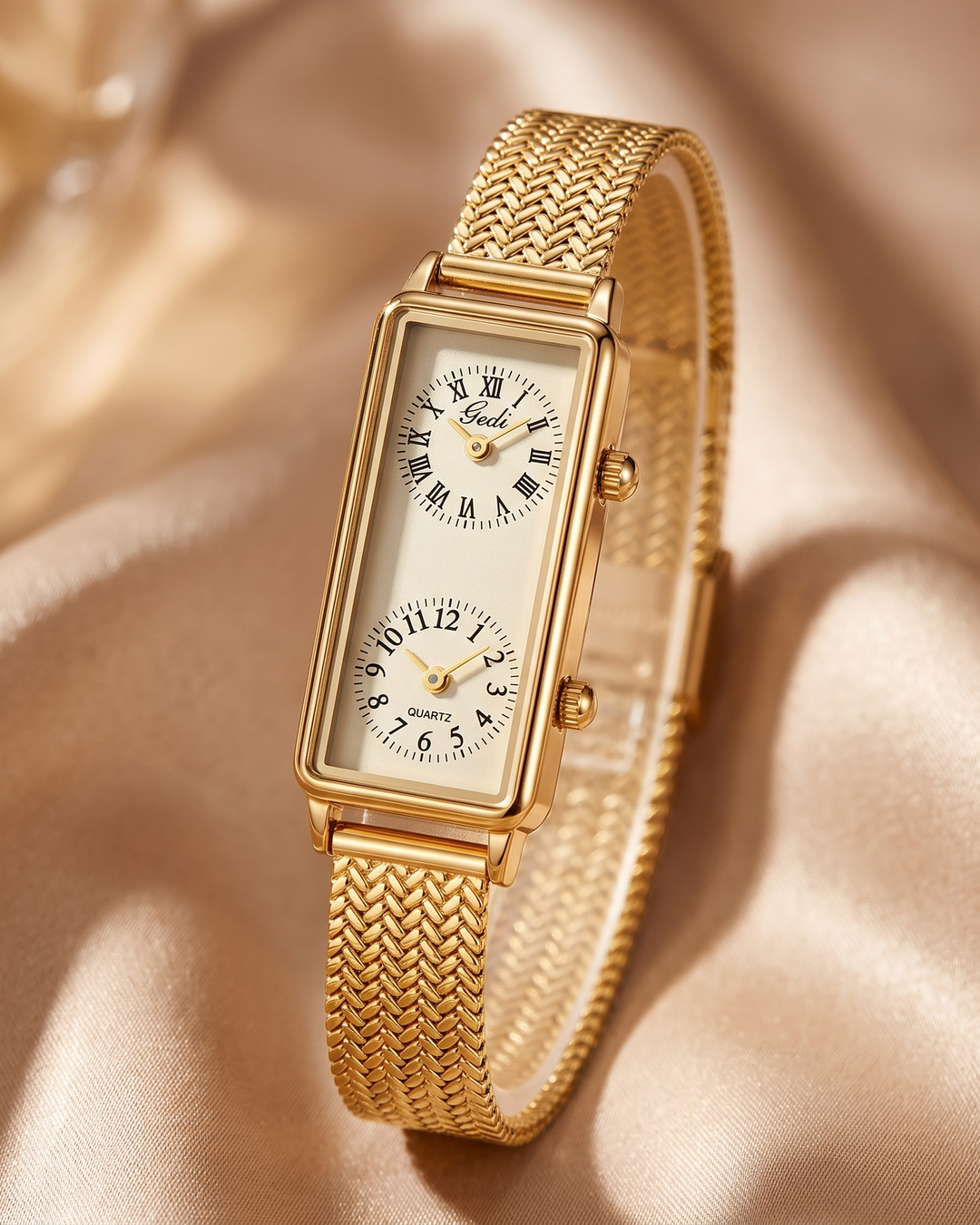 Reloj Reona esfera dorada detalle