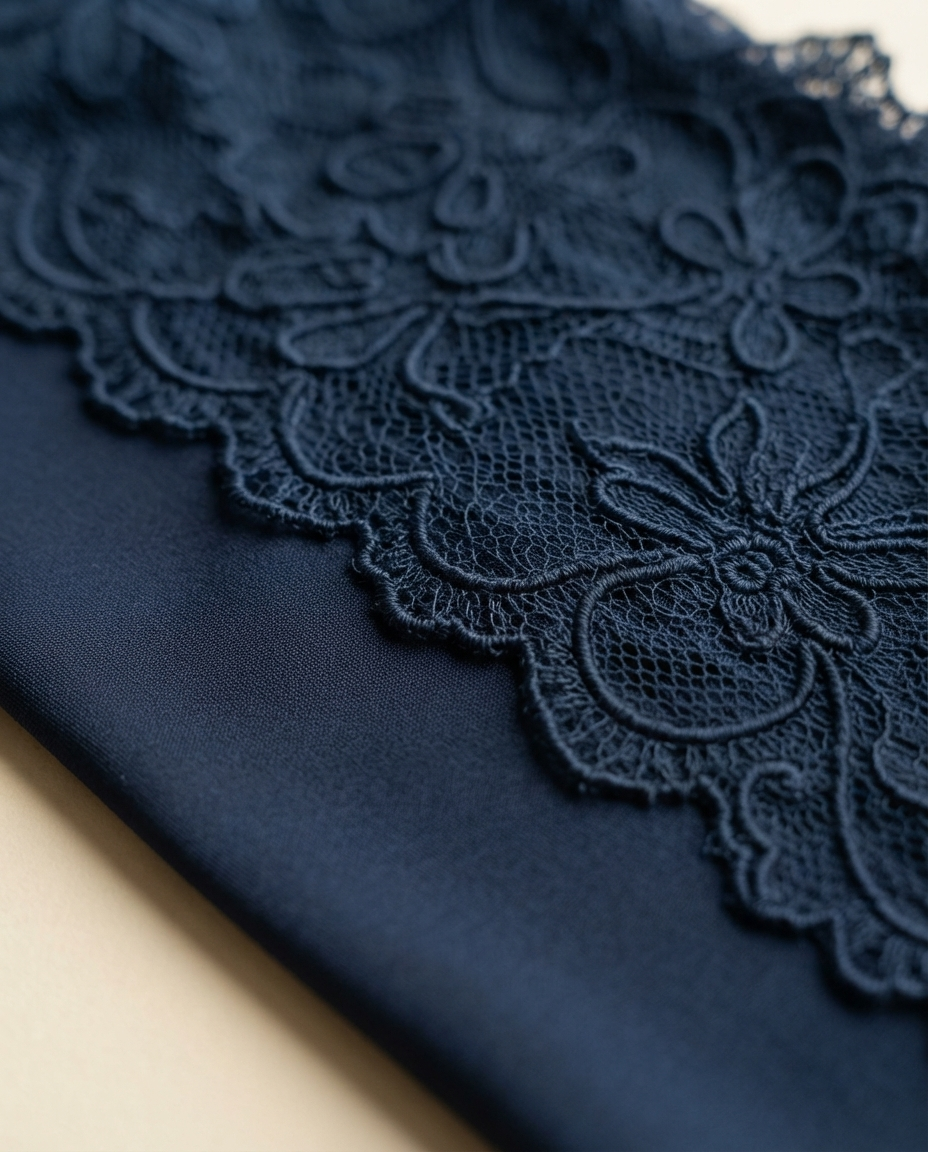 Vestido encaje azul detalle tela