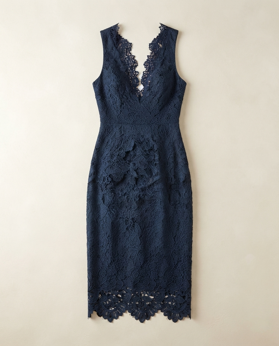 Vestido encaje azul premium