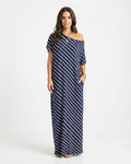 Vestido off-shoulder rayas
