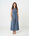 Vestido Reese azul acero de frente
